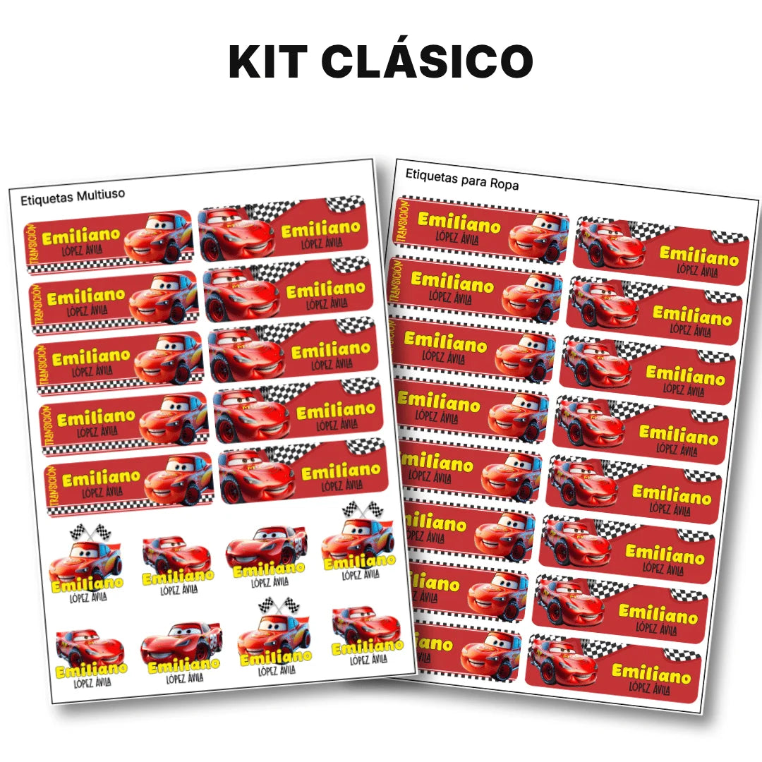 Auto de Carreras – Etiquetas Escolares Personalizadas