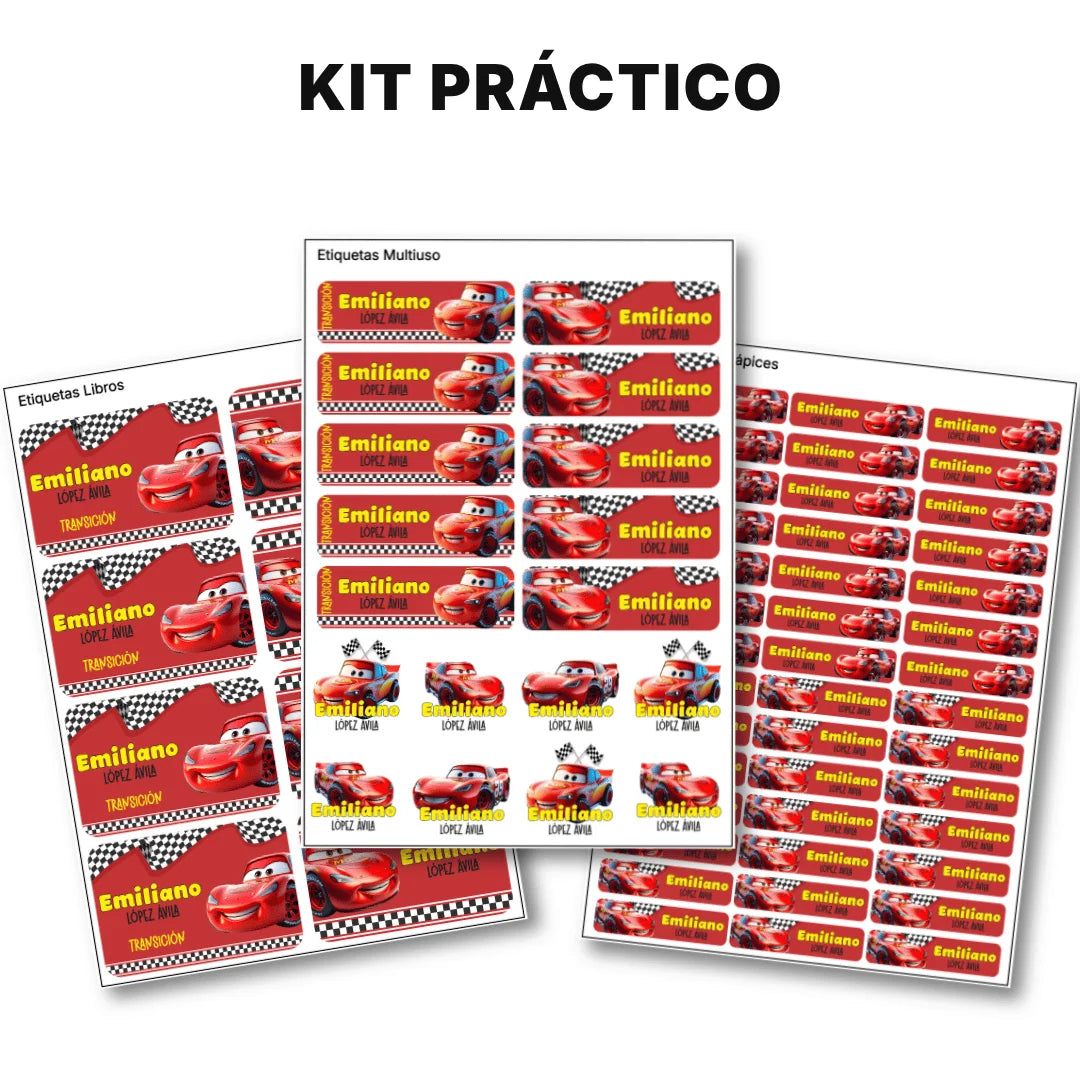 Auto de Carreras – Etiquetas Escolares Personalizadas