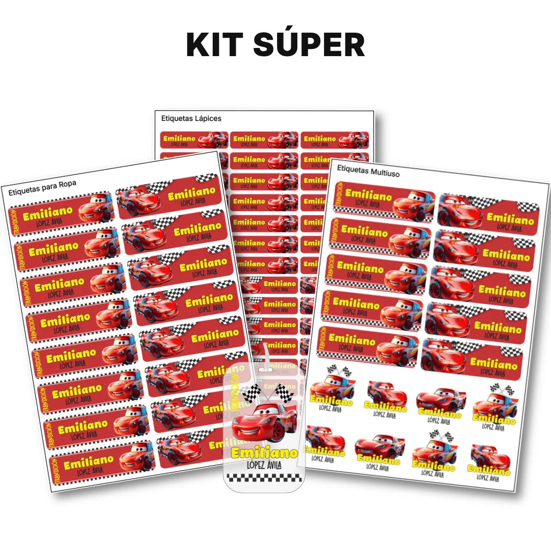 Auto de Carreras – Etiquetas Escolares Personalizadas