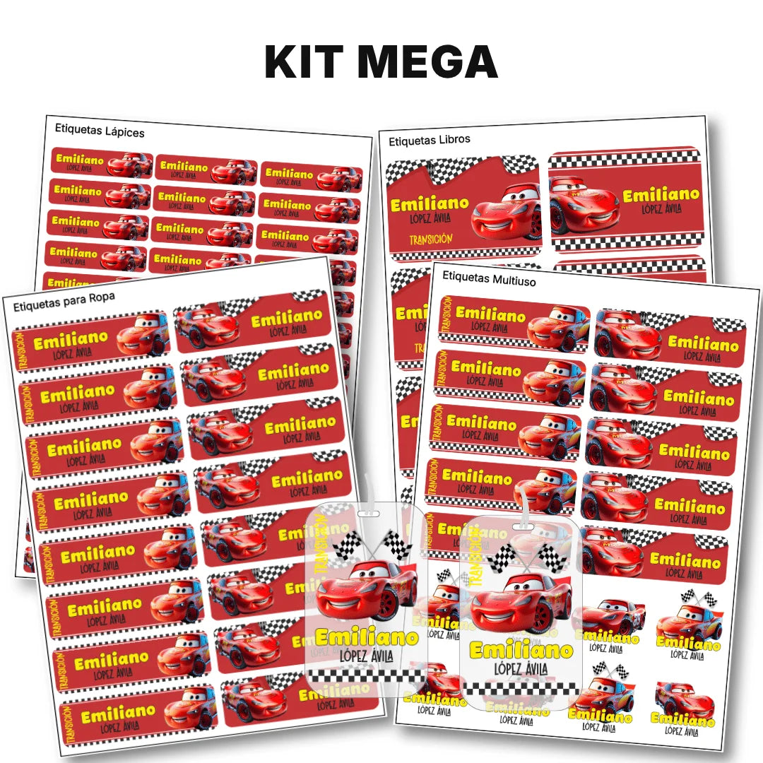 Auto de Carreras – Etiquetas Escolares Personalizadas
