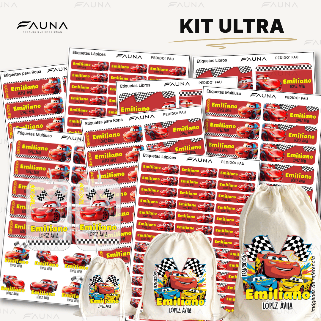 Auto de Carreras 🏎️ - Etiquetas Escolares Premium Personalizadas