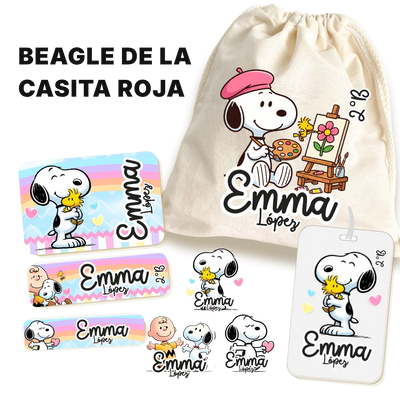 Beagle de la Casita Roja – Etiquetas Escolares Personalizadas