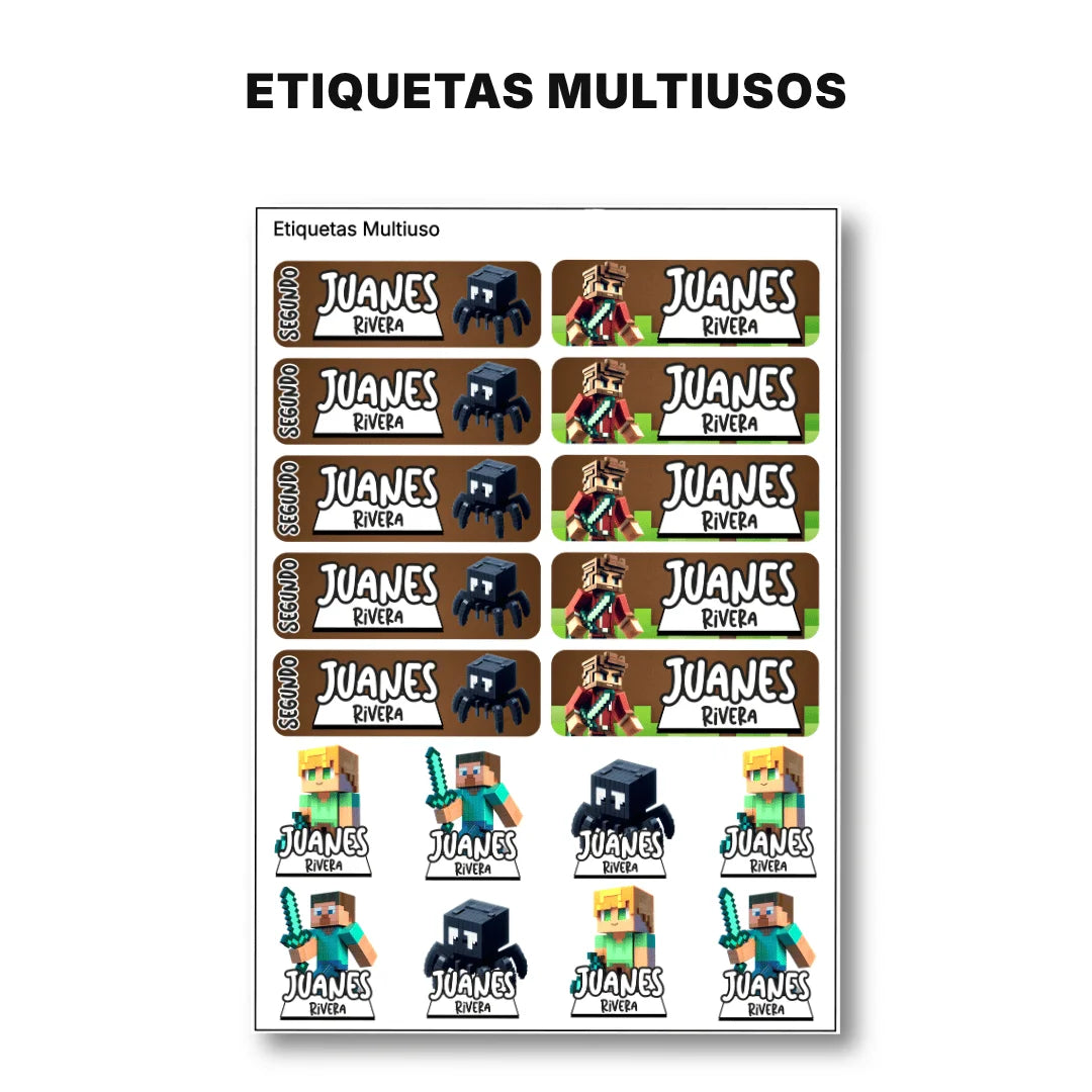 Bloques Pixelados – Etiquetas Escolares Personalizadas