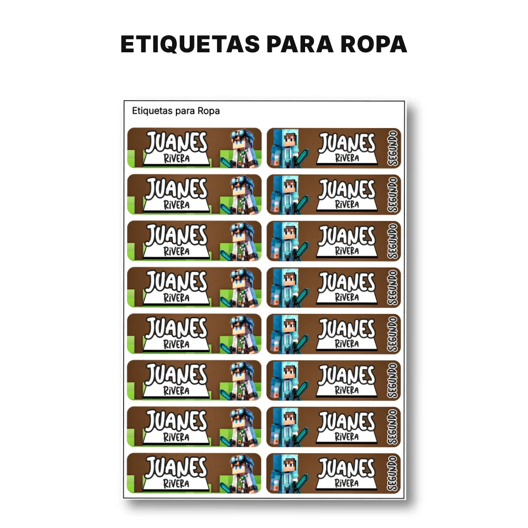 Bloques Pixelados – Etiquetas Escolares Personalizadas