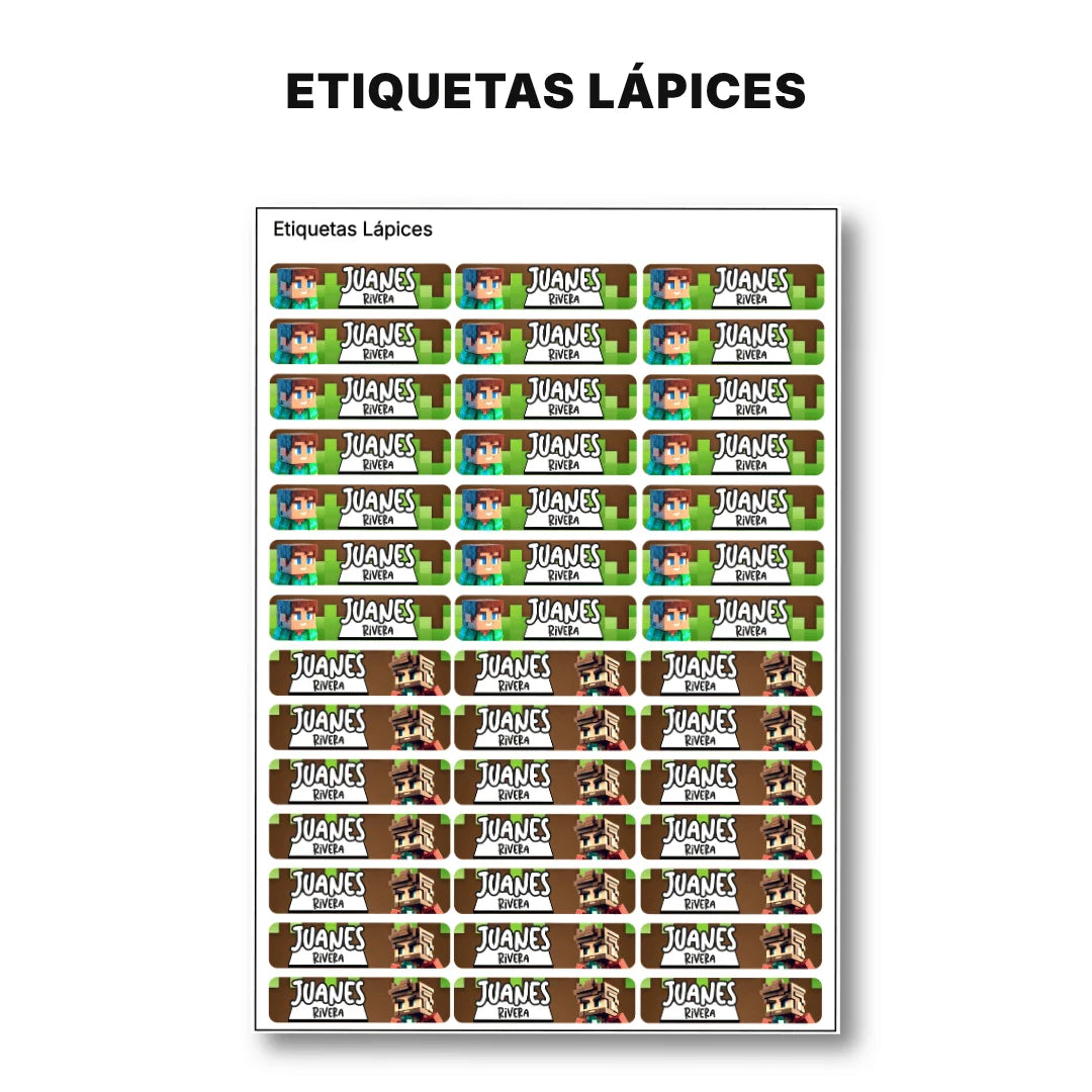 Bloques Pixelados – Etiquetas Escolares Personalizadas