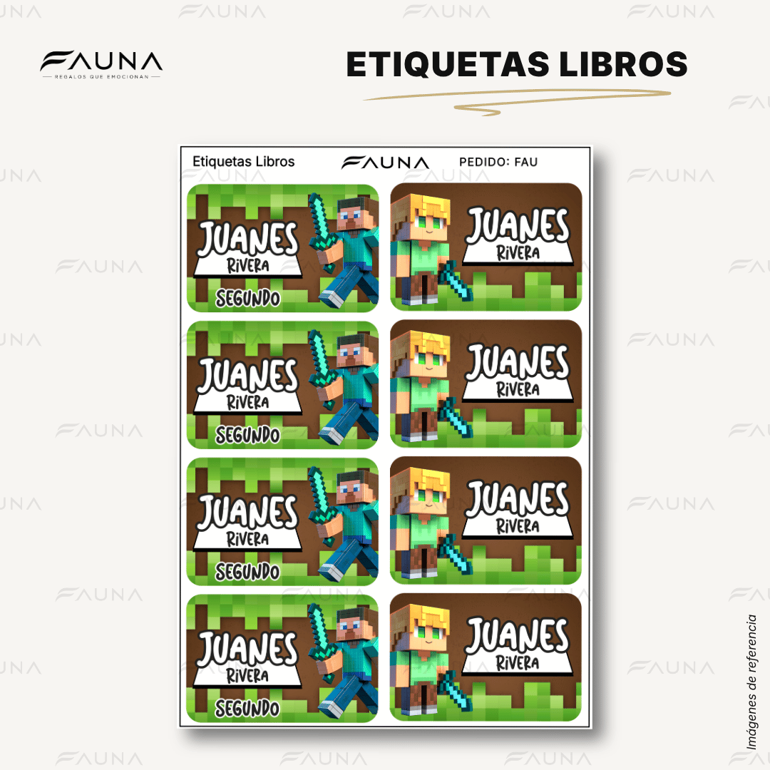 Bloques Pixelados 🟩 - Etiquetas Escolares Premium Personalizadas