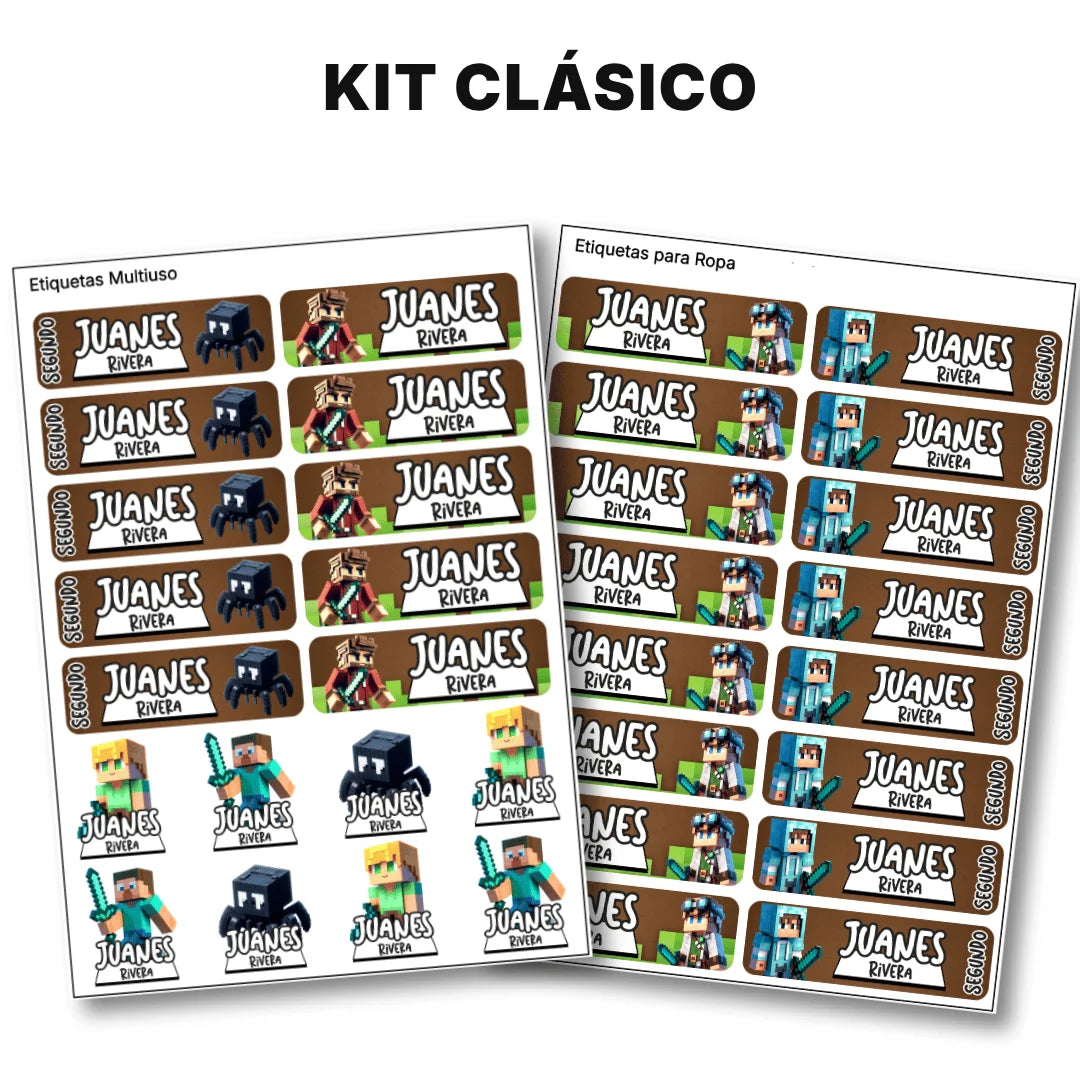Bloques Pixelados – Etiquetas Escolares Personalizadas