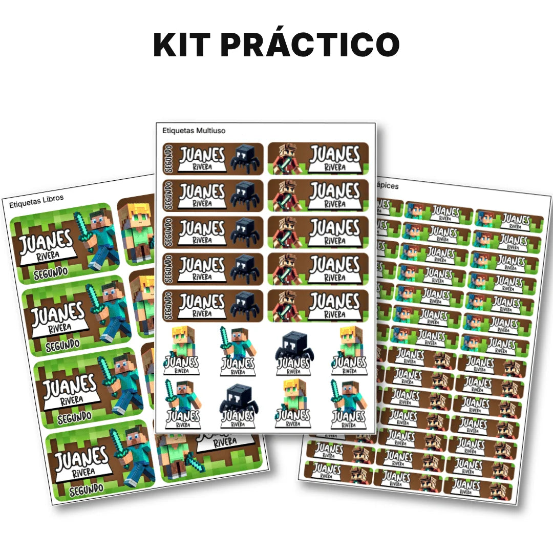 Bloques Pixelados – Etiquetas Escolares Personalizadas