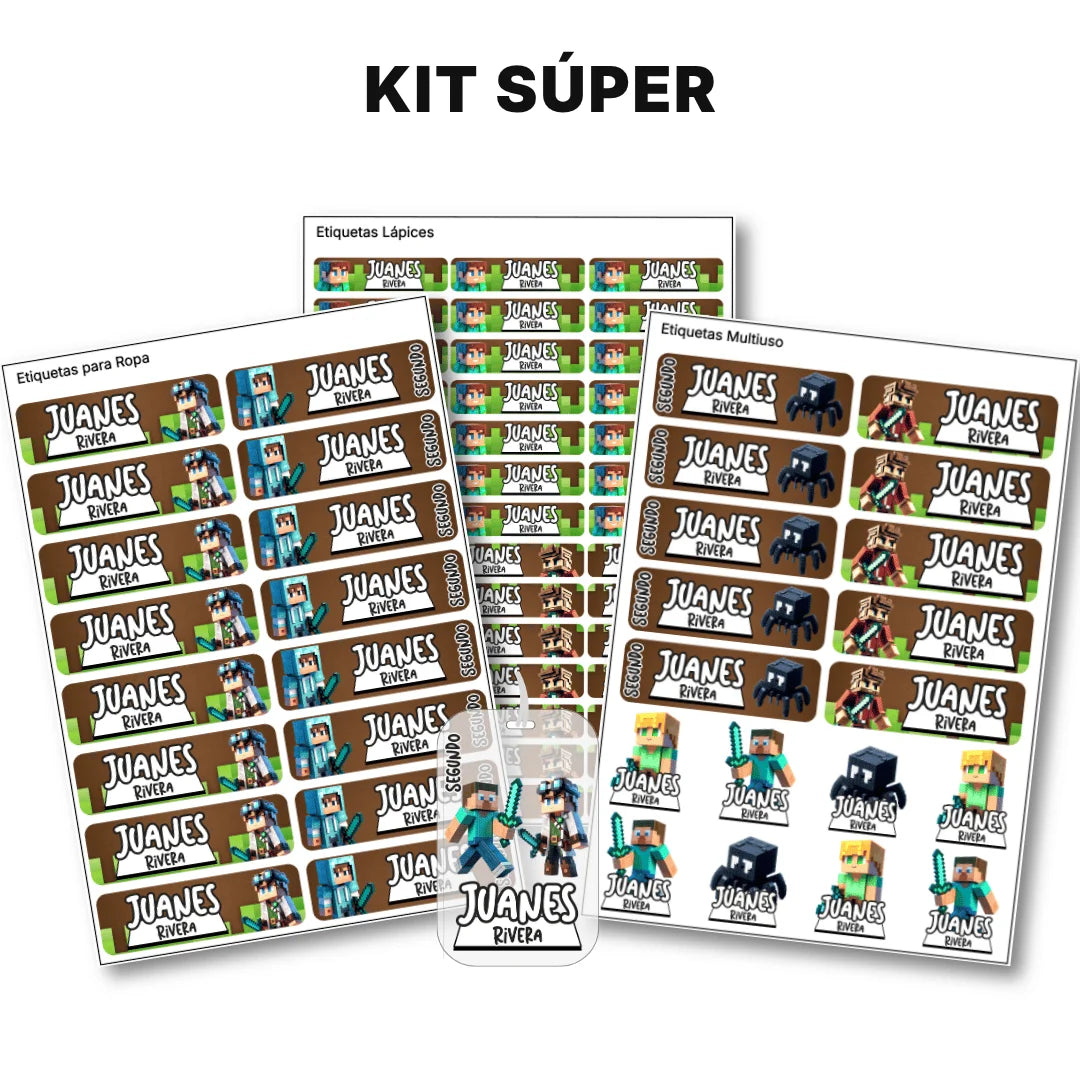 Bloques Pixelados – Etiquetas Escolares Personalizadas