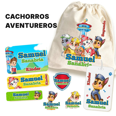 Cachorros Aventureros – Etiquetas Escolares Personalizadas