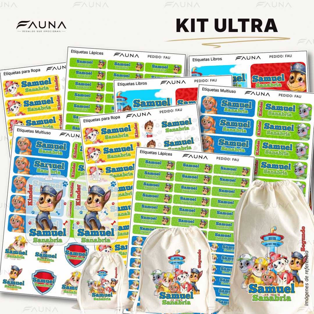 Cachorros Aventureros 🐾 - Etiquetas Escolares Premium Personalizadas
