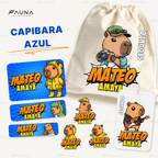 Capibara Azul 💙 - Etiquetas Escolares Premium Personalizadas