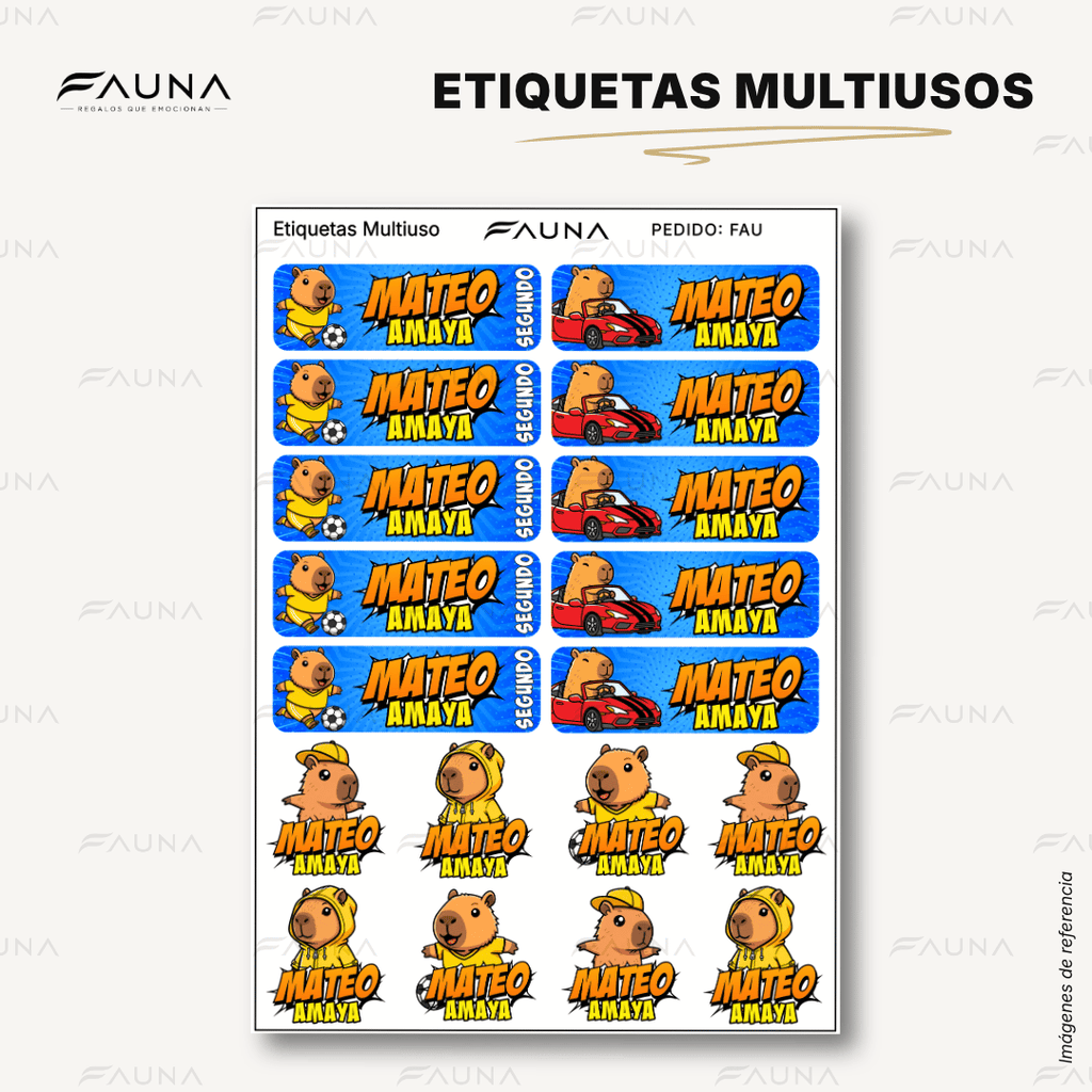 Capibara Azul 💙 - Etiquetas Escolares Premium Personalizadas