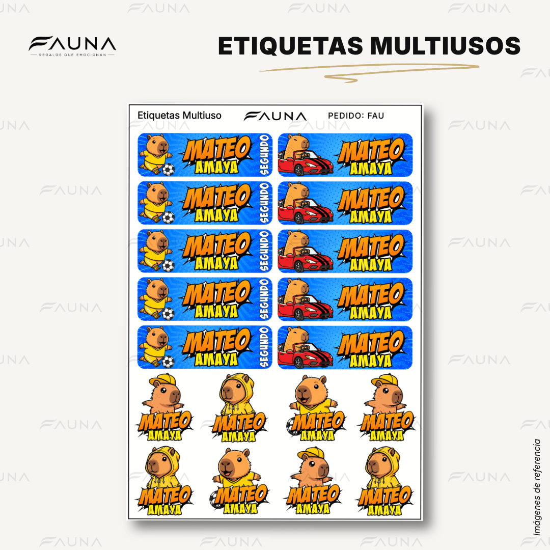 Capibara Azul 💙 - Etiquetas Escolares Premium Personalizadas