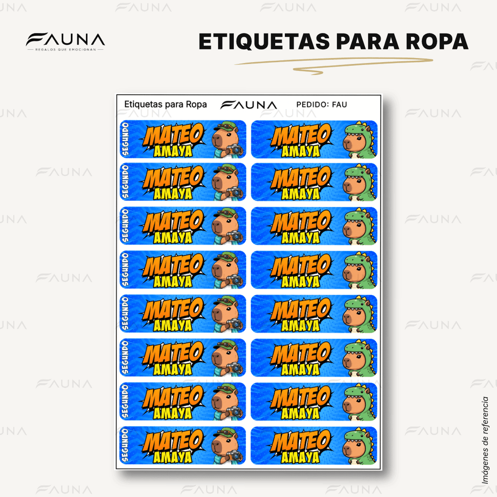 Capibara Azul 💙 - Etiquetas Escolares Premium Personalizadas