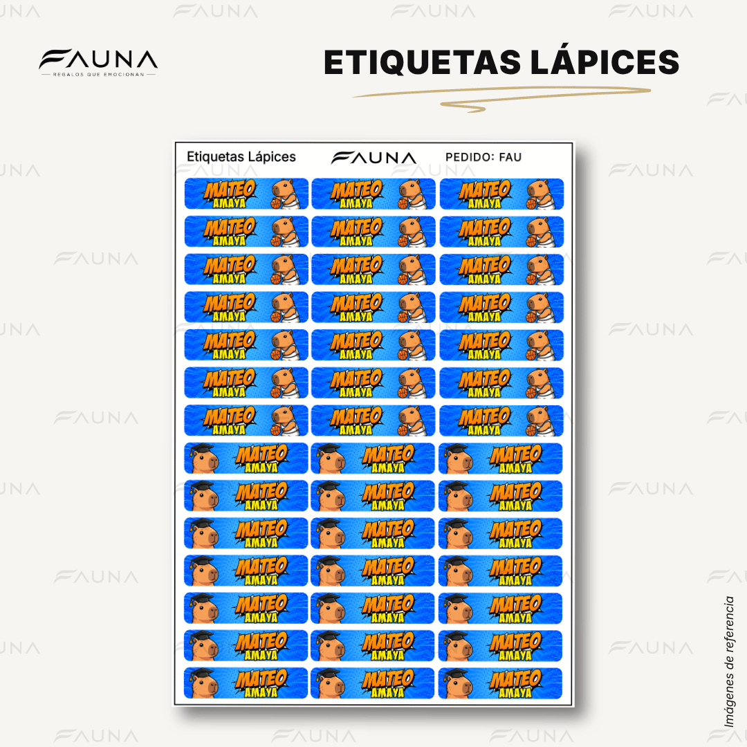Capibara Azul 💙 - Etiquetas Escolares Premium Personalizadas