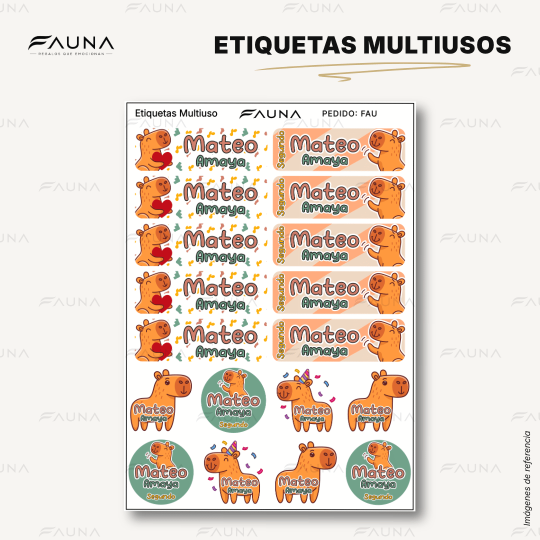 Capibara Natural 🦫 - Etiquetas Escolares Premium Personalizadas