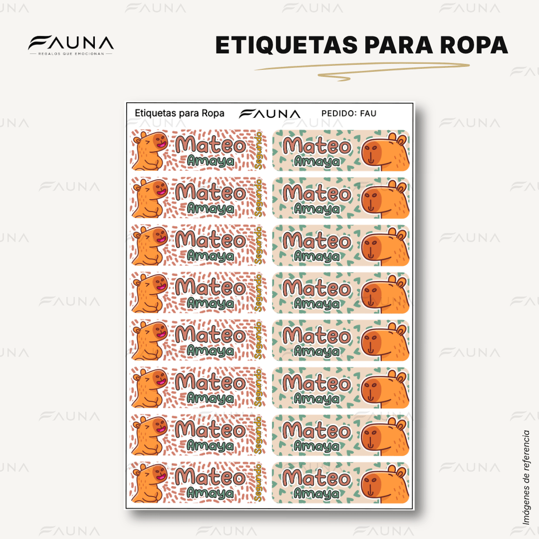 Capibara Natural 🦫 - Etiquetas Escolares Premium Personalizadas