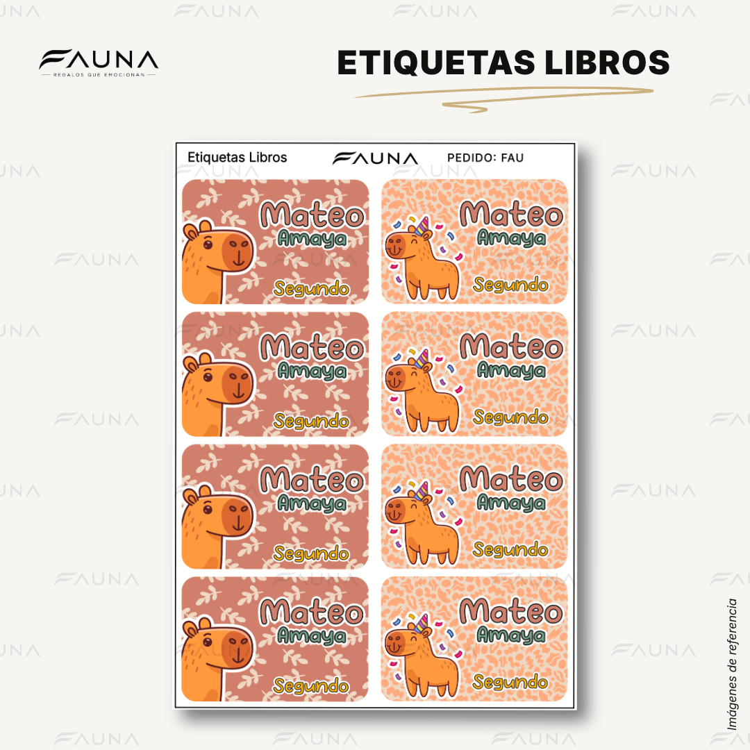 Capibara Natural 🦫 - Etiquetas Escolares Premium Personalizadas