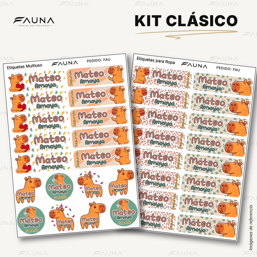 Capibara Natural 🦫 - Etiquetas Escolares Premium Personalizadas