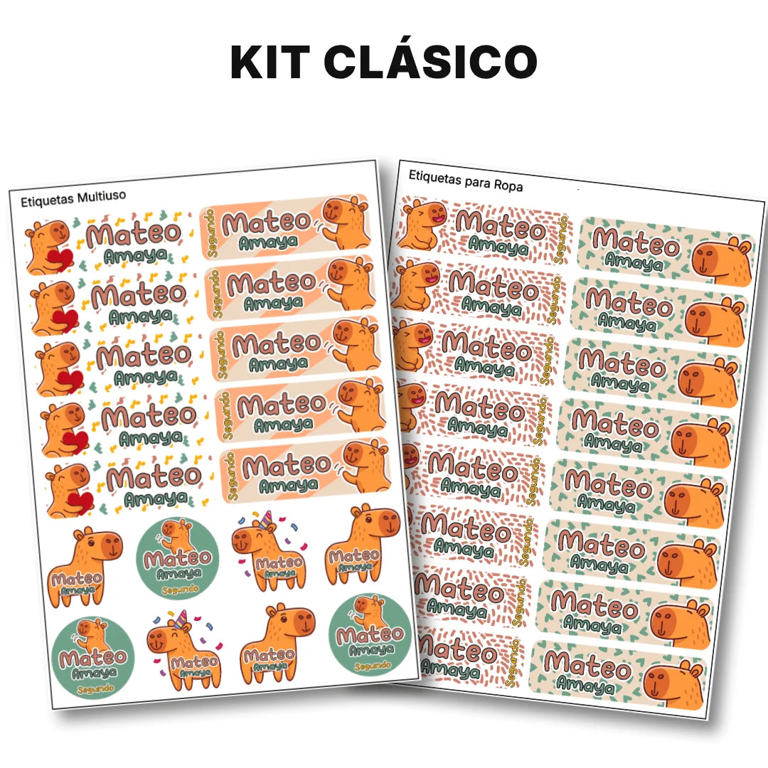 Capibara Natural – Etiquetas Escolares Personalizadas