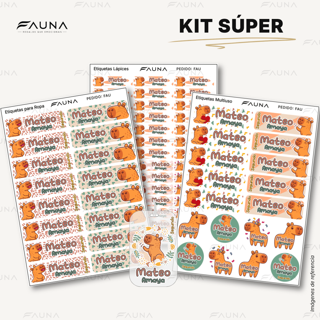 Capibara Natural 🦫 - Etiquetas Escolares Premium Personalizadas