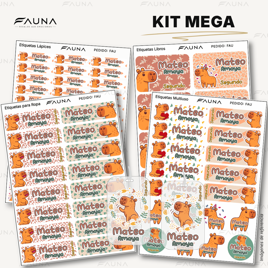 Capibara Natural 🦫 - Etiquetas Escolares Premium Personalizadas
