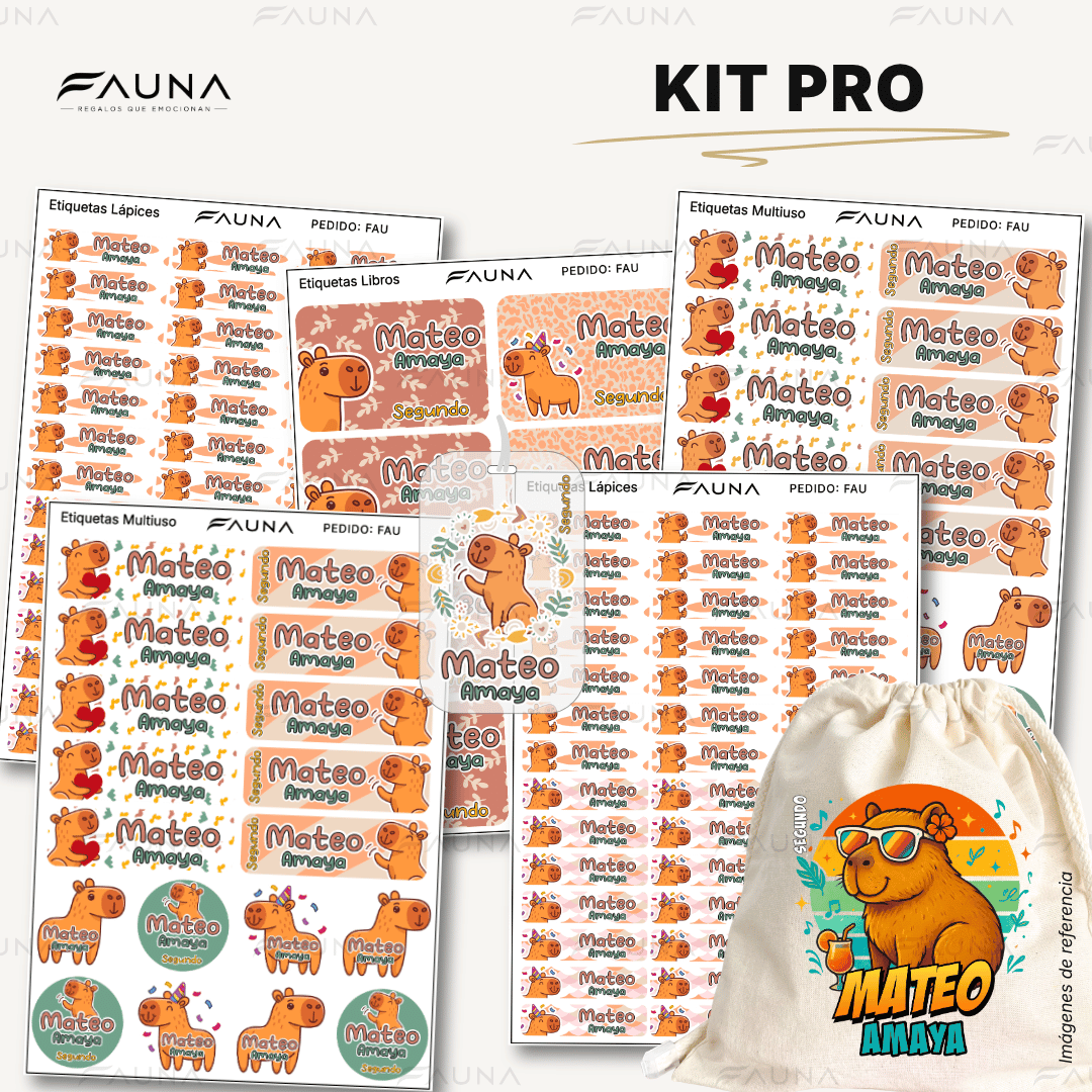 Capibara Natural 🦫 - Etiquetas Escolares Premium Personalizadas