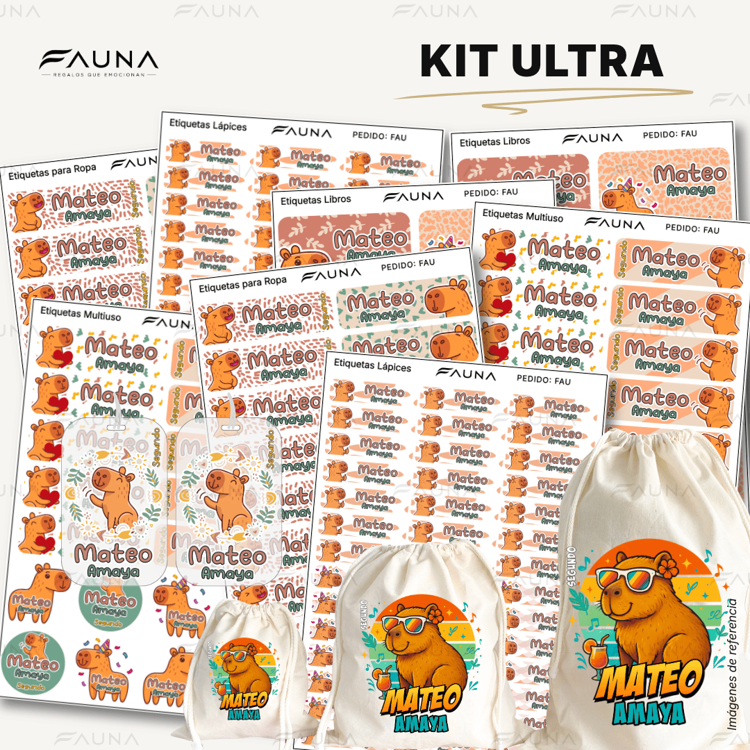 Capibara Natural 🦫 - Etiquetas Escolares Premium Personalizadas