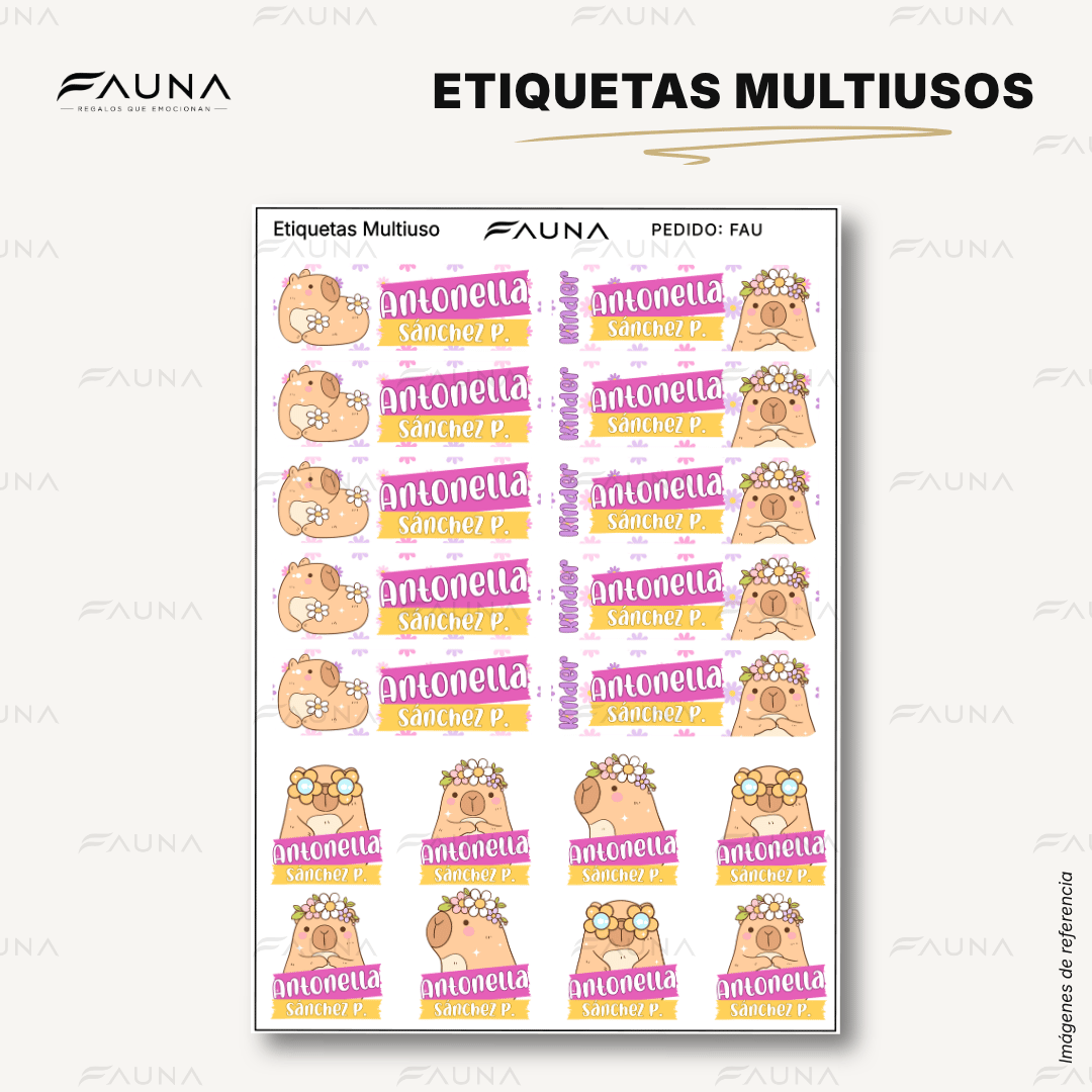 Capibara Rosa 💗 - Etiquetas Escolares Premium Personalizadas