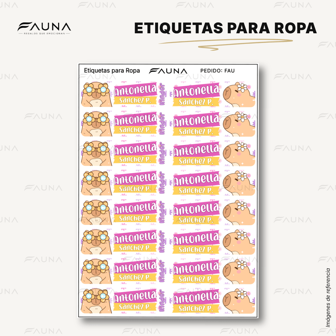 Capibara Rosa 💗 - Etiquetas Escolares Premium Personalizadas