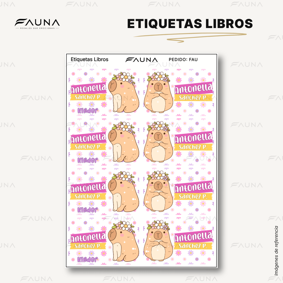 Capibara Rosa 💗 - Etiquetas Escolares Premium Personalizadas