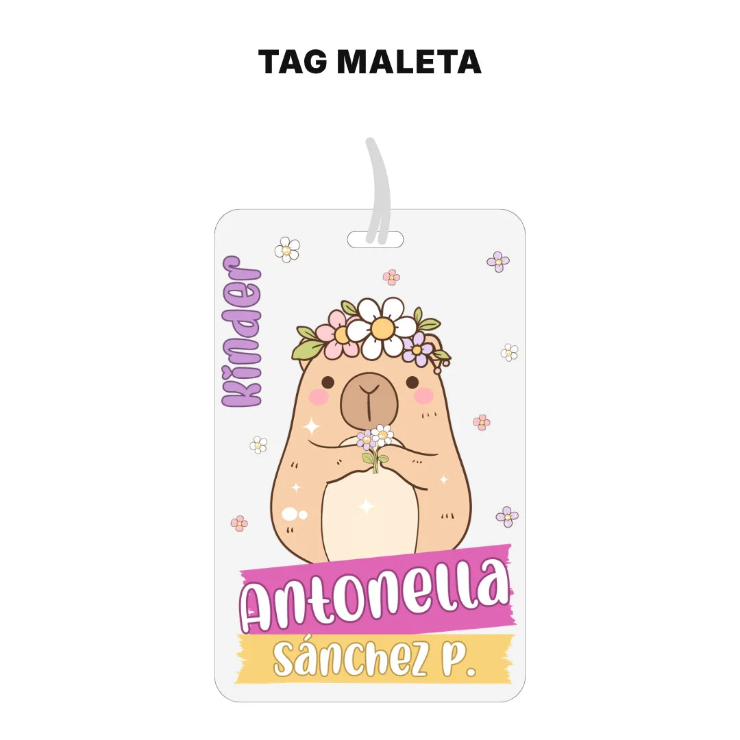 Capibara Rosa – Etiquetas Escolares Personalizadas