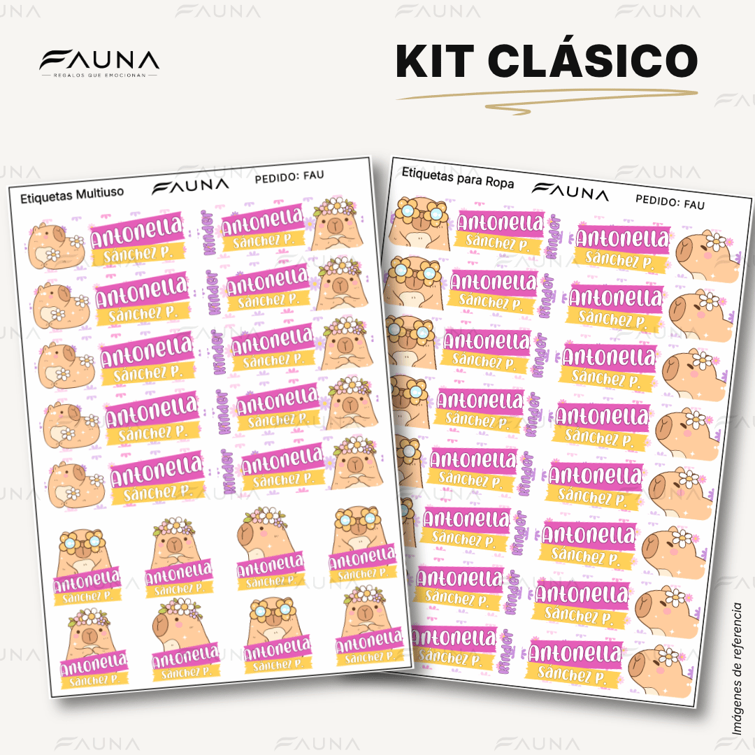 Capibara Rosa 💗 - Etiquetas Escolares Premium Personalizadas