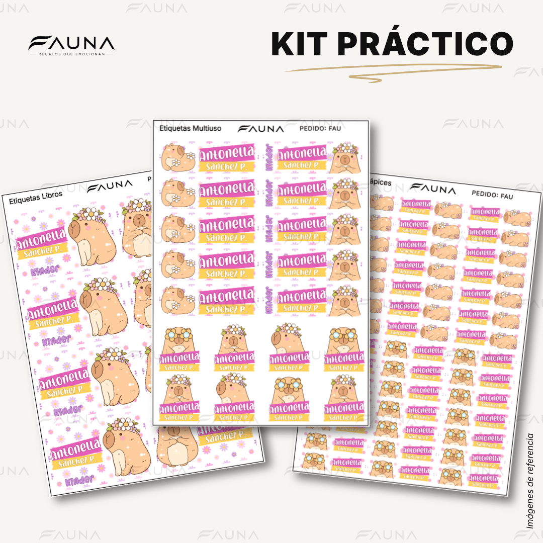 Capibara Rosa 💗 - Etiquetas Escolares Premium Personalizadas