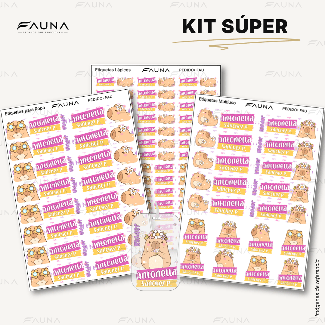 Capibara Rosa 💗 - Etiquetas Escolares Premium Personalizadas