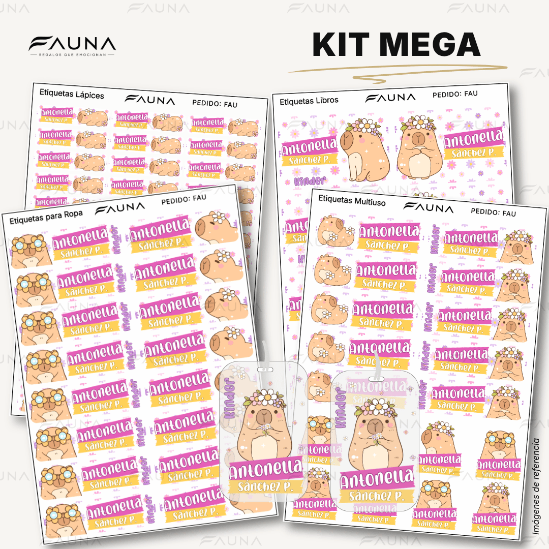 Capibara Rosa 💗 - Etiquetas Escolares Premium Personalizadas