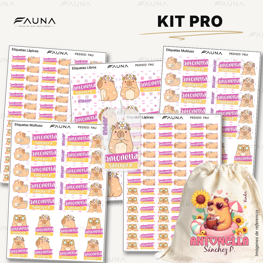 Capibara Rosa 💗 - Etiquetas Escolares Premium Personalizadas