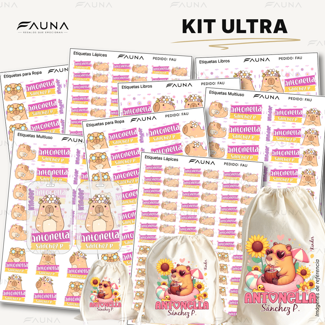Capibara Rosa 💗 - Etiquetas Escolares Premium Personalizadas