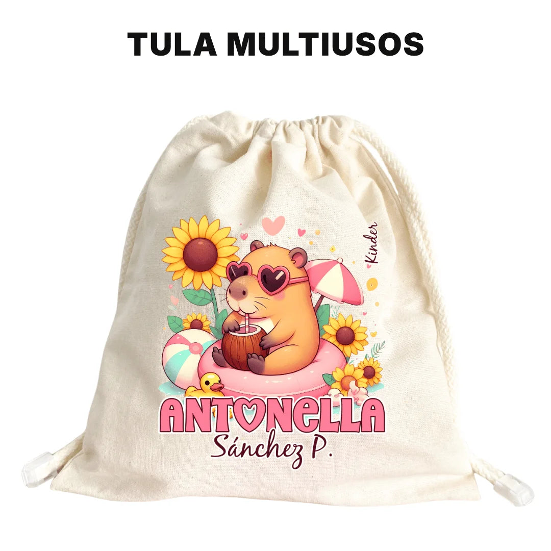 Capibara Rosa – Etiquetas Escolares Personalizadas