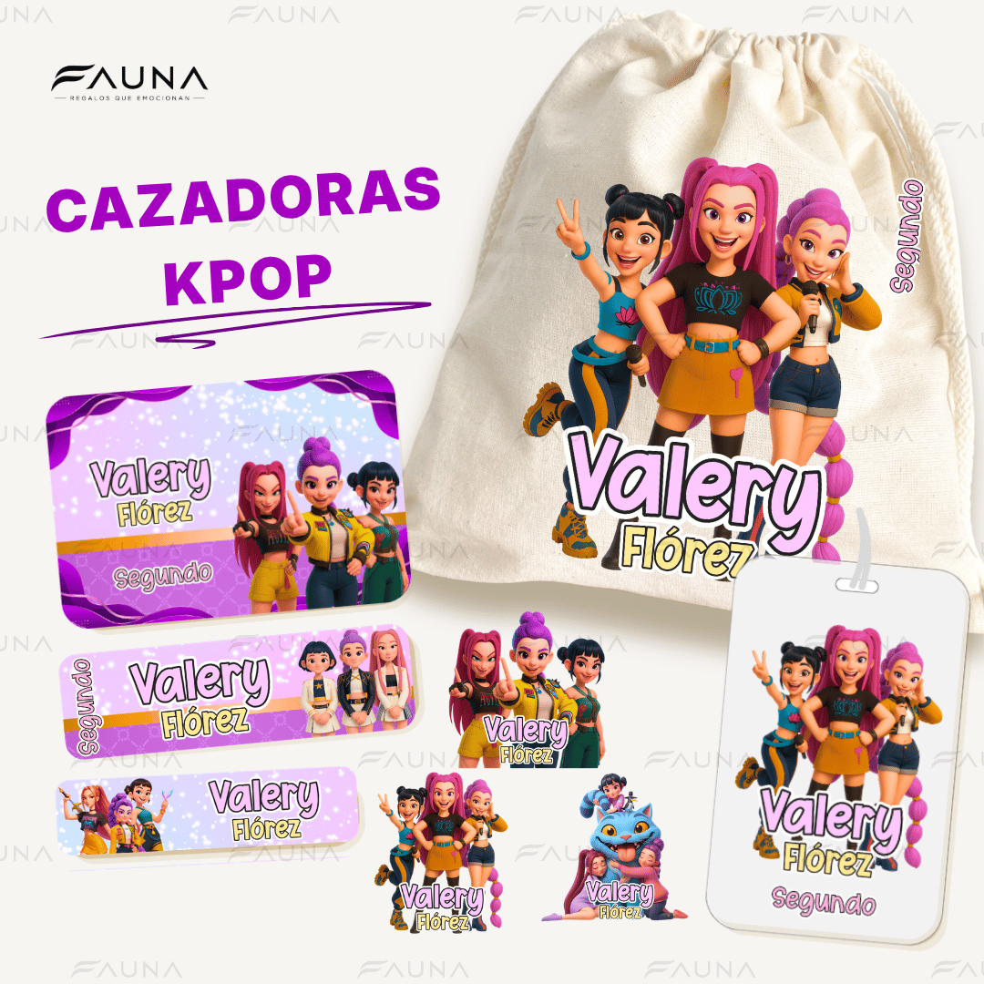 Cazadoras K-Pop 💜 - Etiquetas Escolares Premium Personalizadas