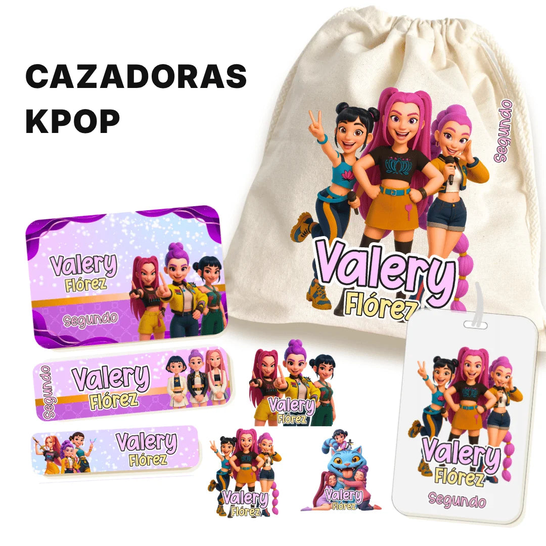 Cazadoras K-Pop – Etiquetas Escolares Personalizadas