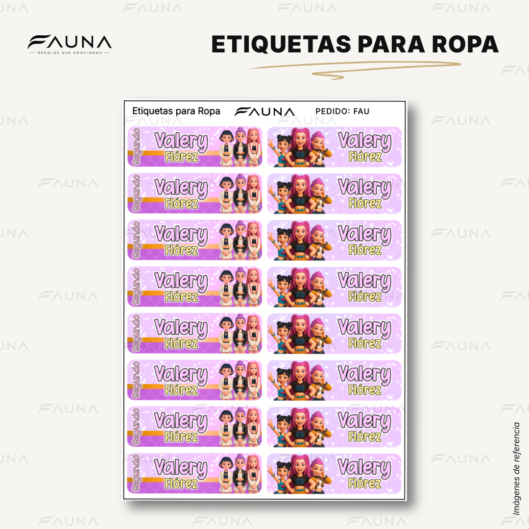 Cazadoras K-Pop 💜 - Etiquetas Escolares Premium Personalizadas