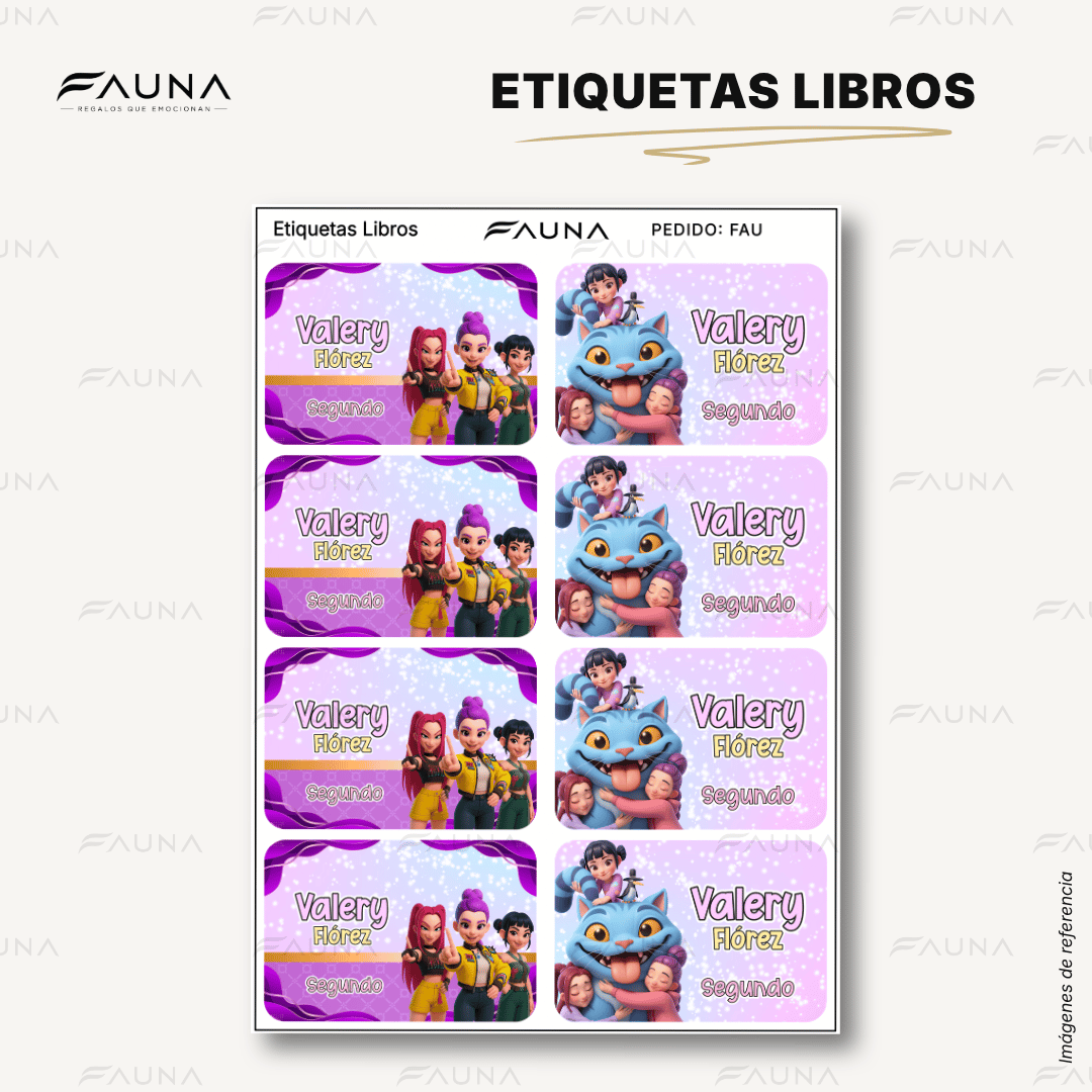 Cazadoras K-Pop 💜 - Etiquetas Escolares Premium Personalizadas