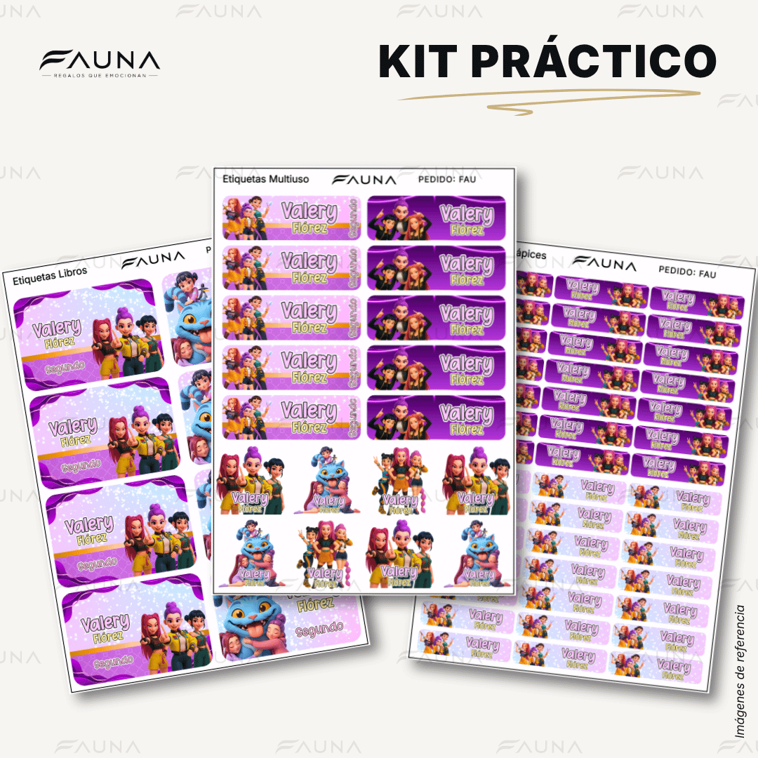Cazadoras K-Pop 💜 - Etiquetas Escolares Premium Personalizadas