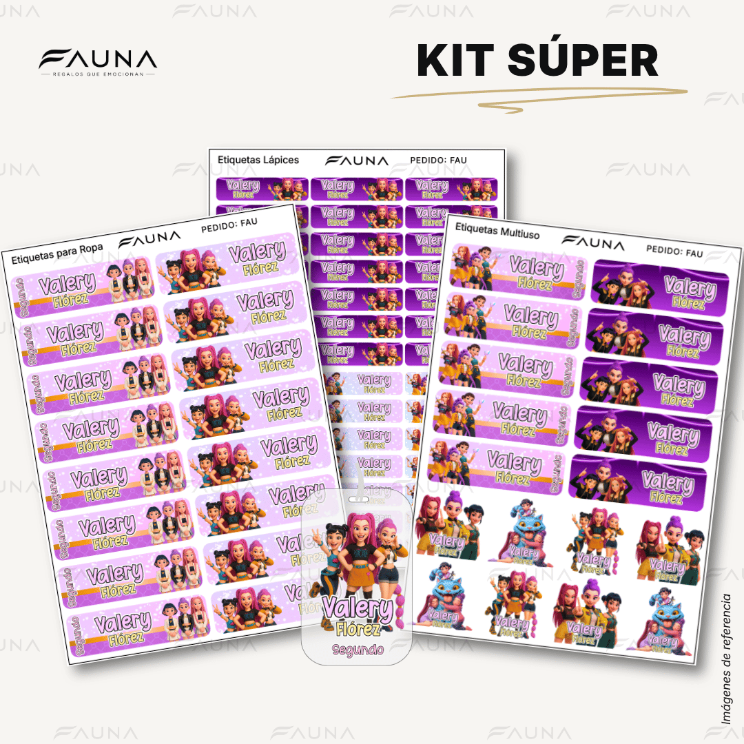 Cazadoras K-Pop 💜 - Etiquetas Escolares Premium Personalizadas
