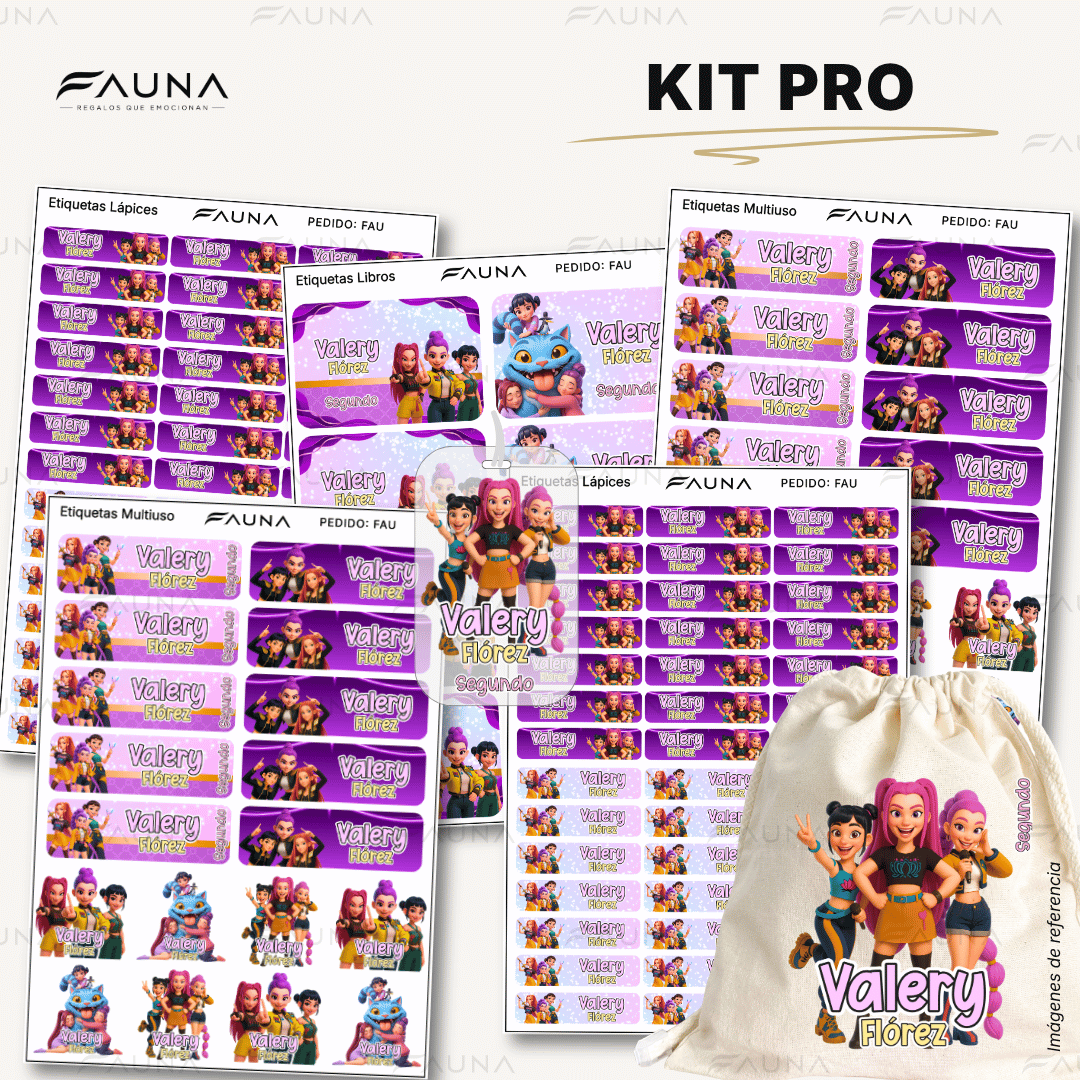 Cazadoras K-Pop 💜 - Etiquetas Escolares Premium Personalizadas