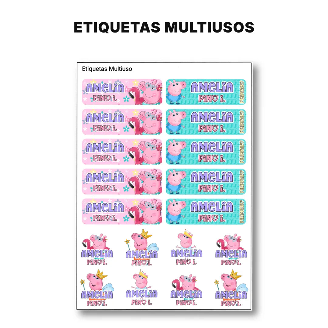 Cerdita Aventurera – Etiquetas Escolares Personalizadas