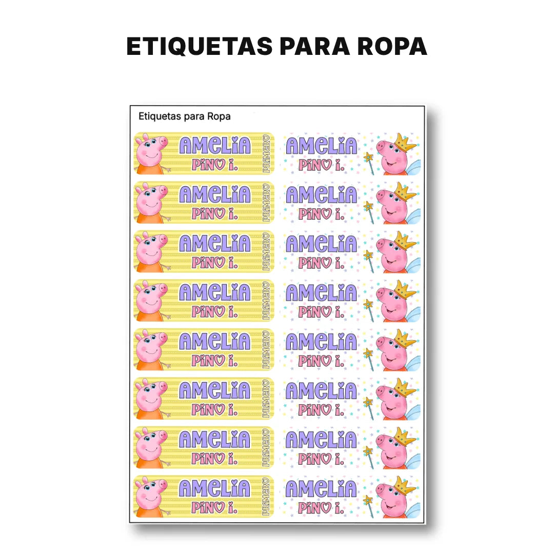 Cerdita Aventurera – Etiquetas Escolares Personalizadas