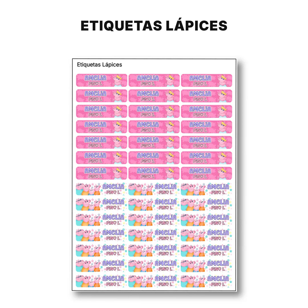 Cerdita Aventurera – Etiquetas Escolares Personalizadas